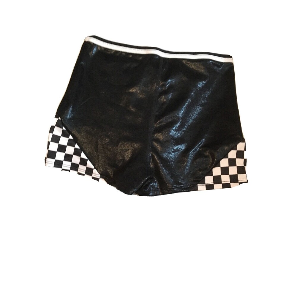 Girls Checkered Gymnastics Shorts - More Than Magic Black M